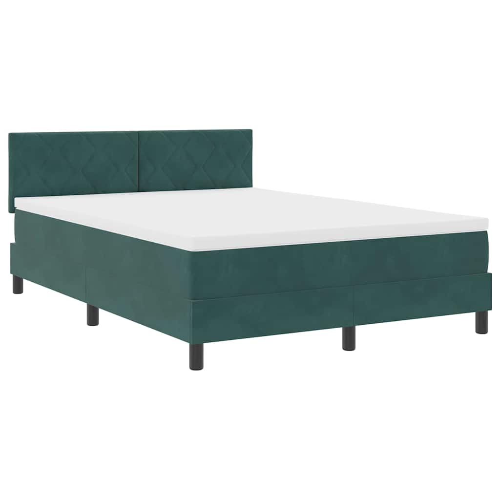 LED Box Spring Ágy fejtámlával Sötétzöld 160 x 200 cm Bársony