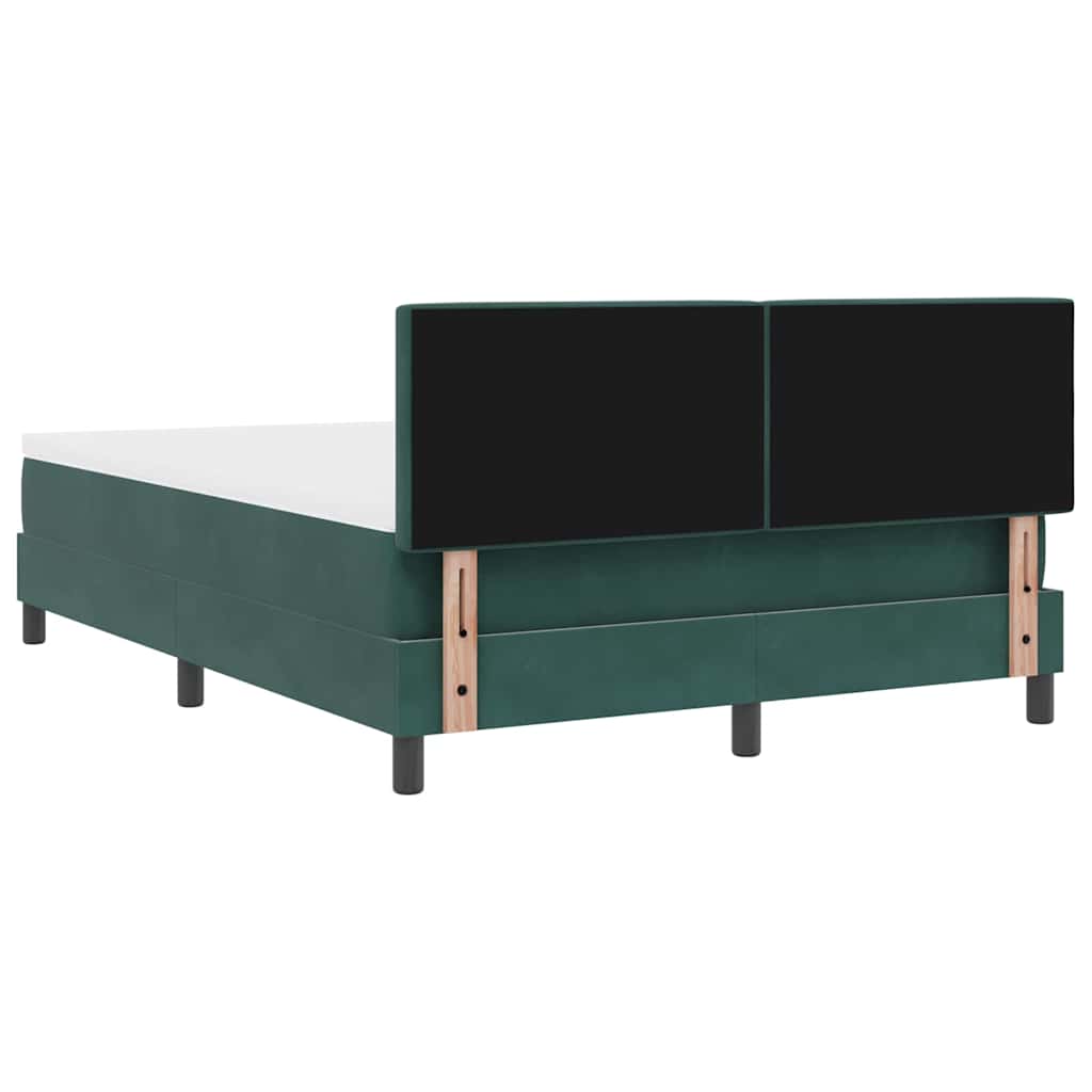 LED Box Spring Ágy fejtámlával Sötétzöld 160 x 200 cm Bársony