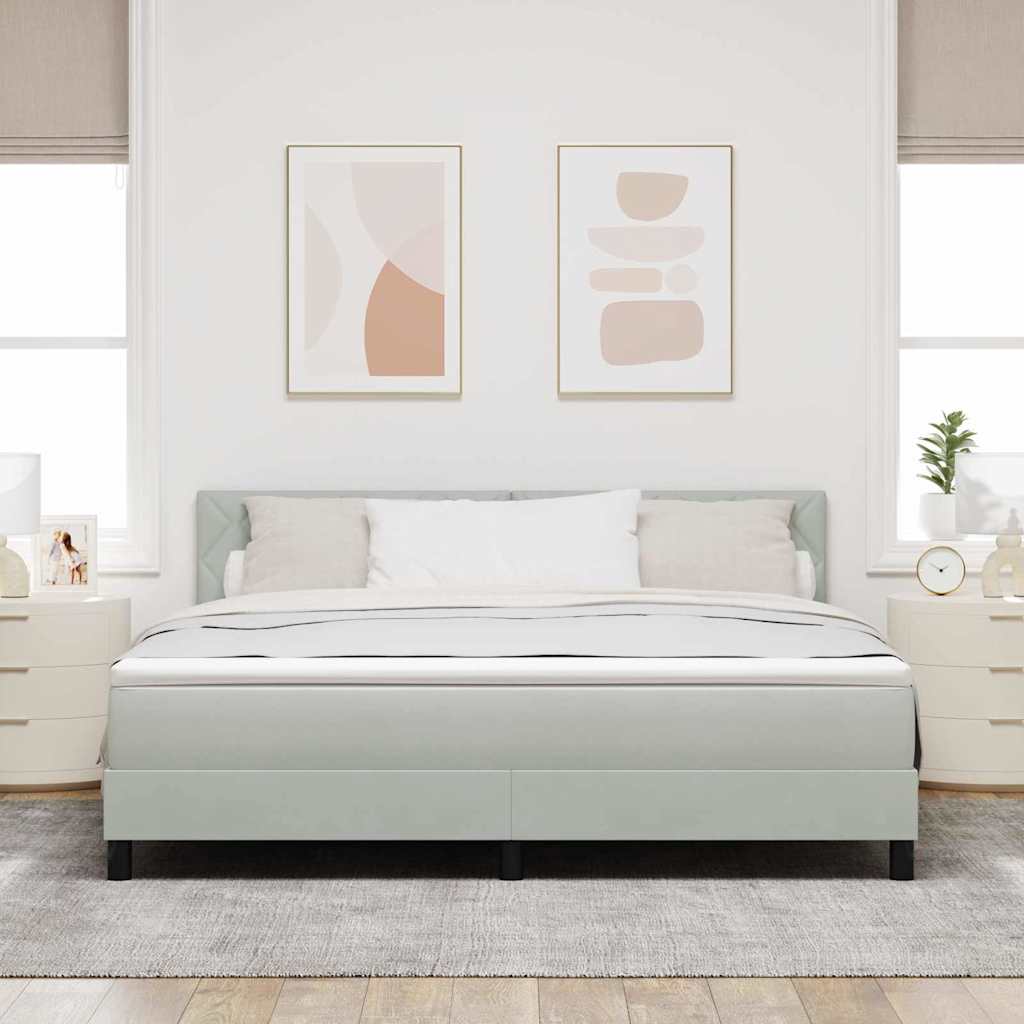 LED Box Spring Ágy Világosszürke 180 x 200 cm Bársony