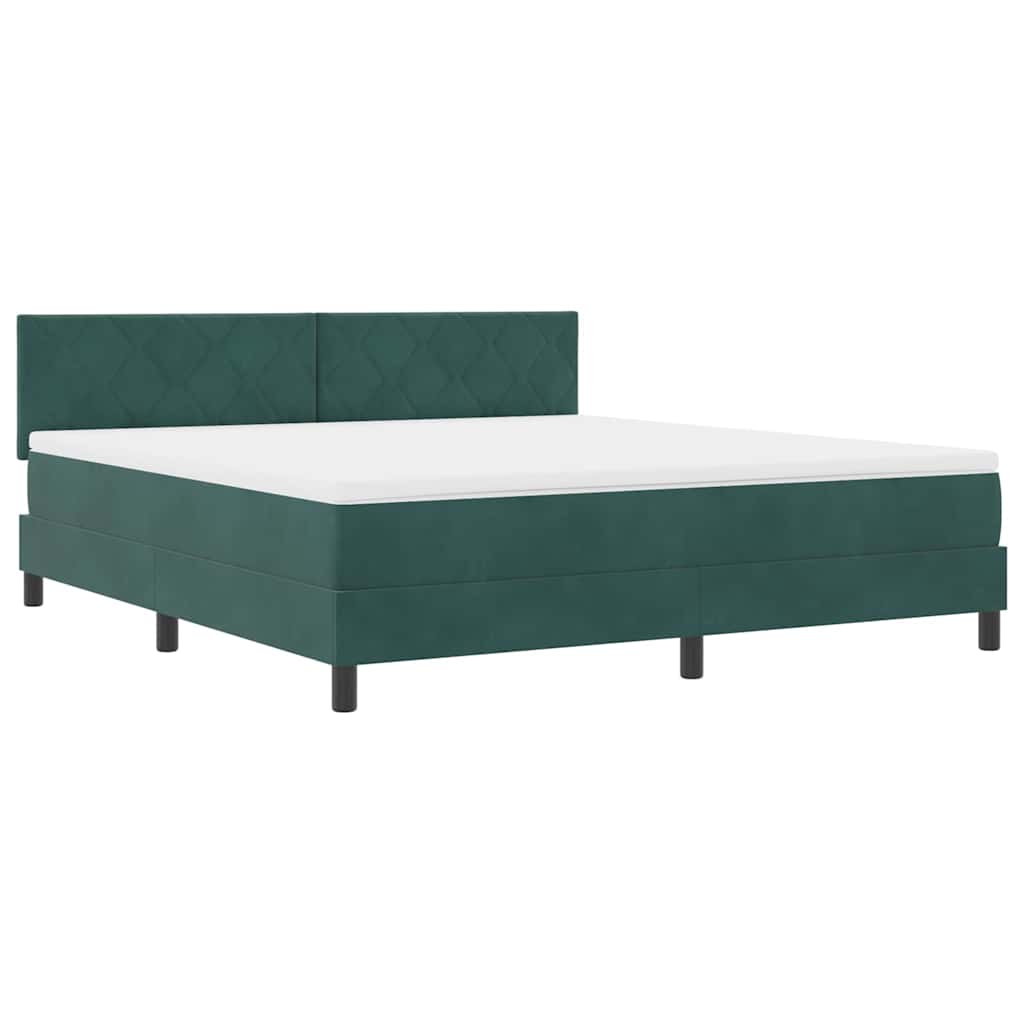 LED Box Spring Ágy fejtámlával Sötétzöld 180 x 200 cm Bársony
