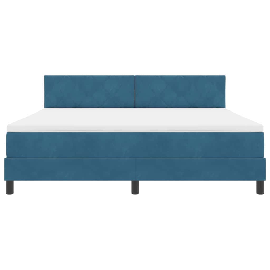 LED Box Spring Ágy fejtámlával Sötét kék 180 x 200 cm Bársony