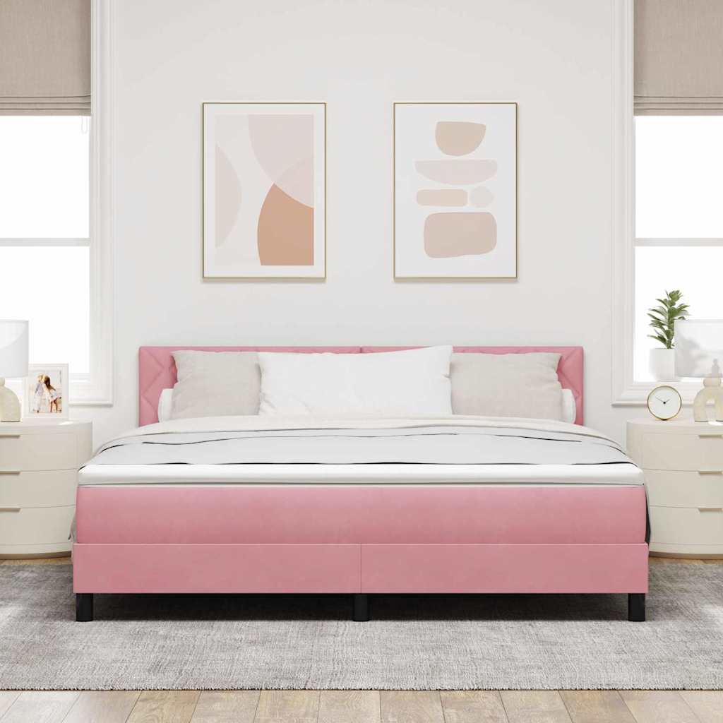 LED Box Spring Ágy fejtámlával Rózsaszín 180 x 200 cm Bársony