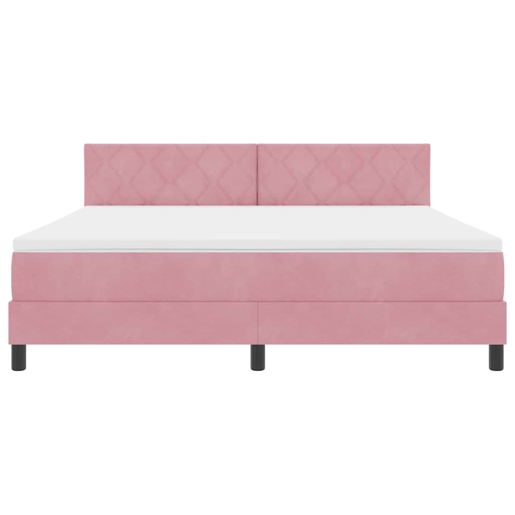 LED Box Spring Ágy fejtámlával Rózsaszín 180 x 200 cm Bársony