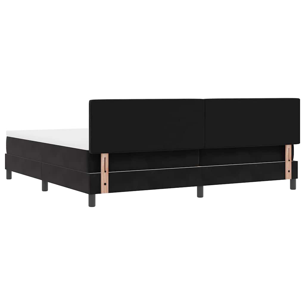 LED Box Spring Ágy fejtámlával Fekete 200 x 200 cm Bársony
