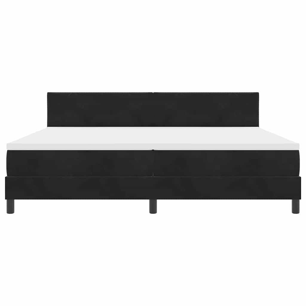 LED Box Spring Ágy fejtámlával Fekete 200 x 200 cm Bársony