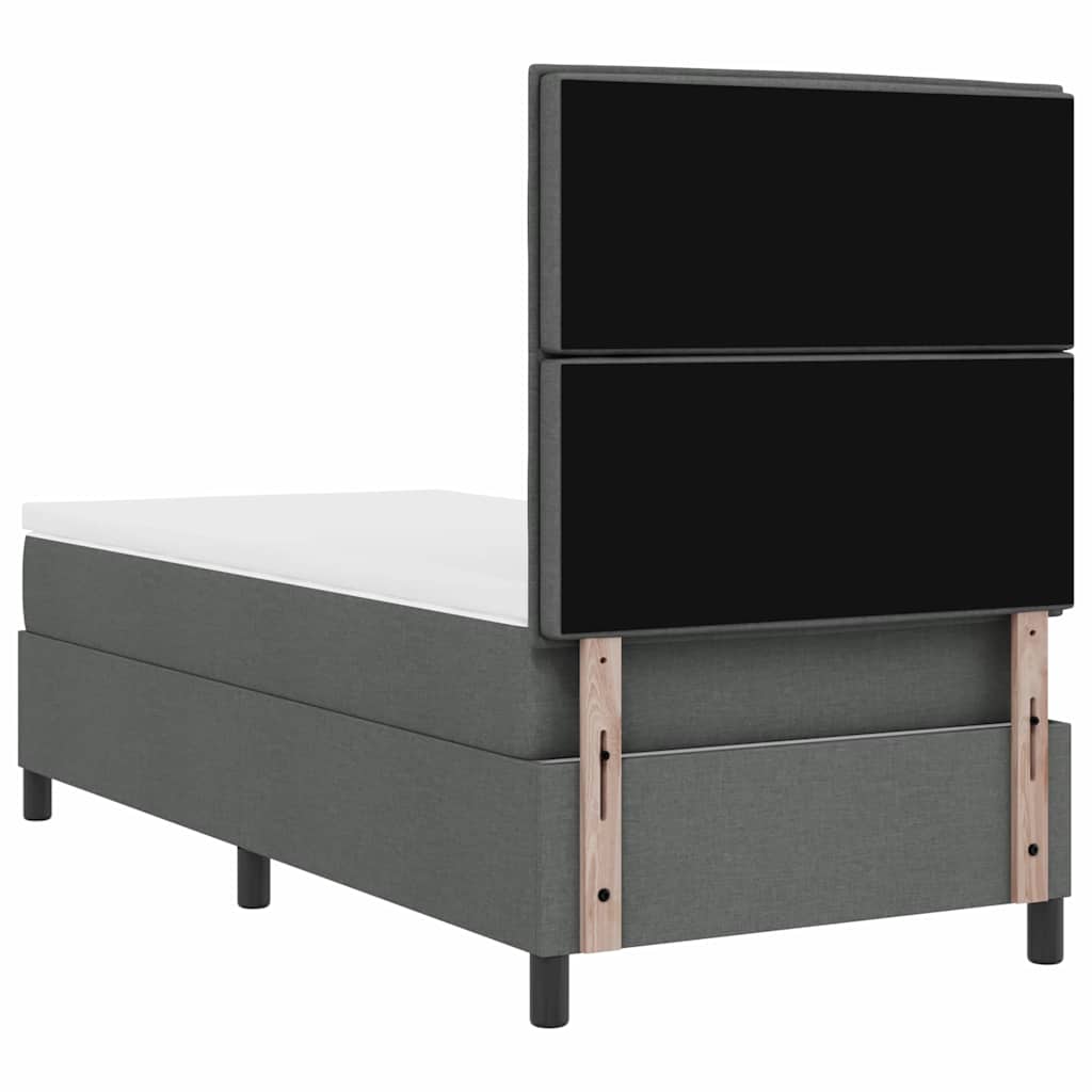Boxrugós ágy matracmal leddel Sötétszürke 80 x 200 cm szövet