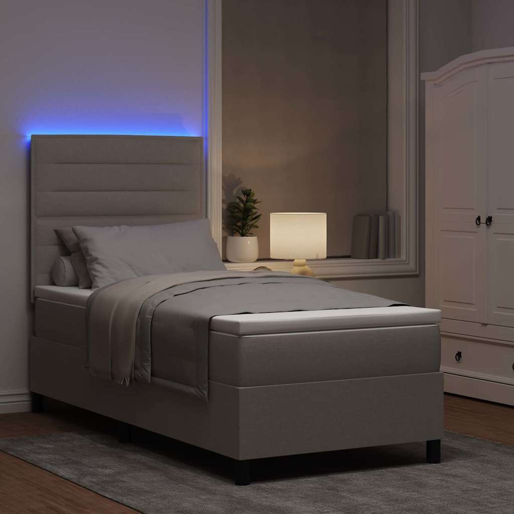 Boxrugós ágy matracmal leddel Tópszínű 100 x 200 cm szövet