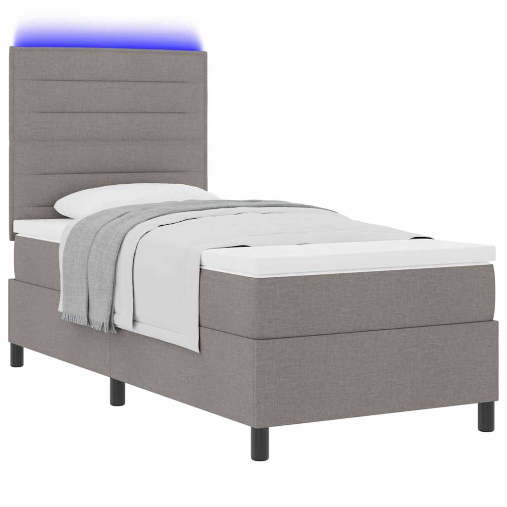 Boxrugós ágy matracmal leddel Tópszínű 100 x 200 cm szövet