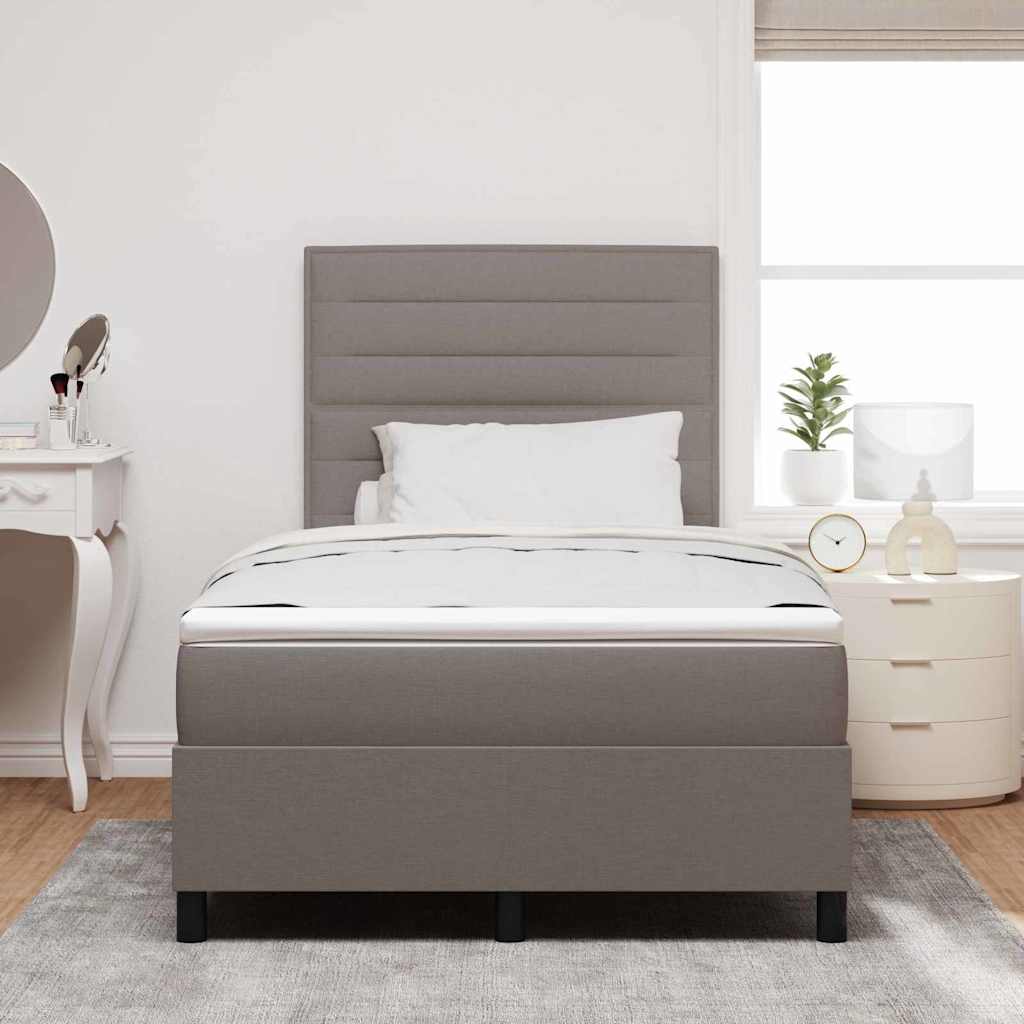 Boxrugós ágy matracmal leddel Tópszínű 120 x 190 cm szövet