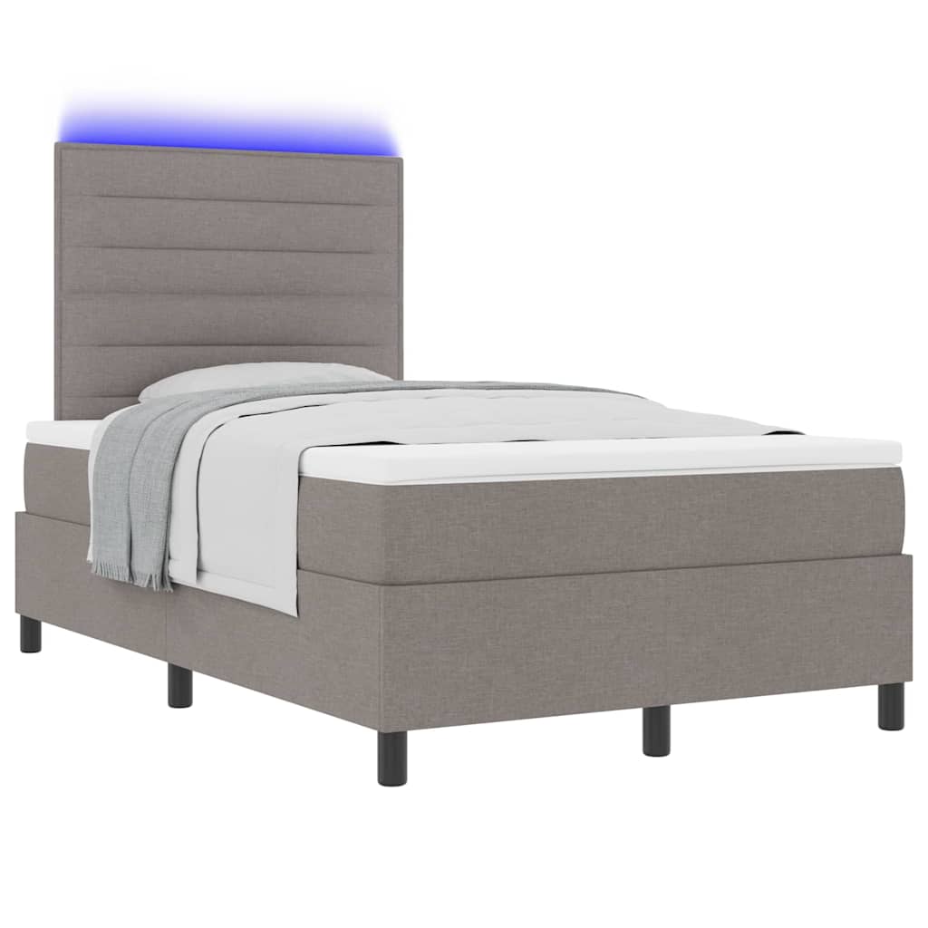Boxrugós ágy matracmal leddel Tópszínű 120 x 190 cm szövet