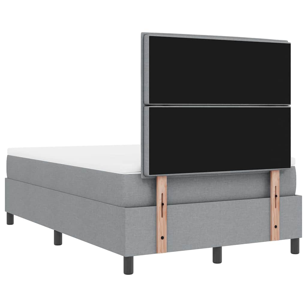 Boxrugós ágy matracmal leddel Világosszürke 120 x 200 cm szövet