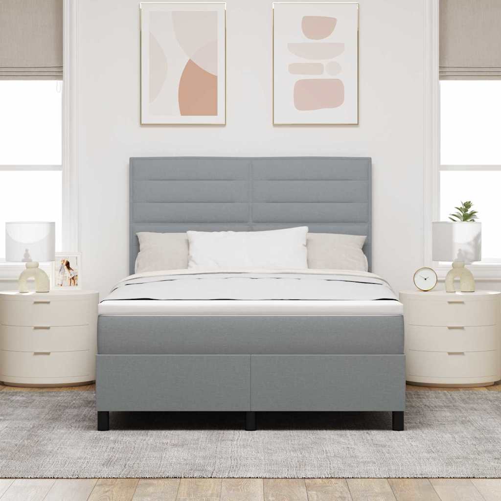 Boxrugós ágy matracmal leddel Világosszürke 140 x 190 cm szövet
