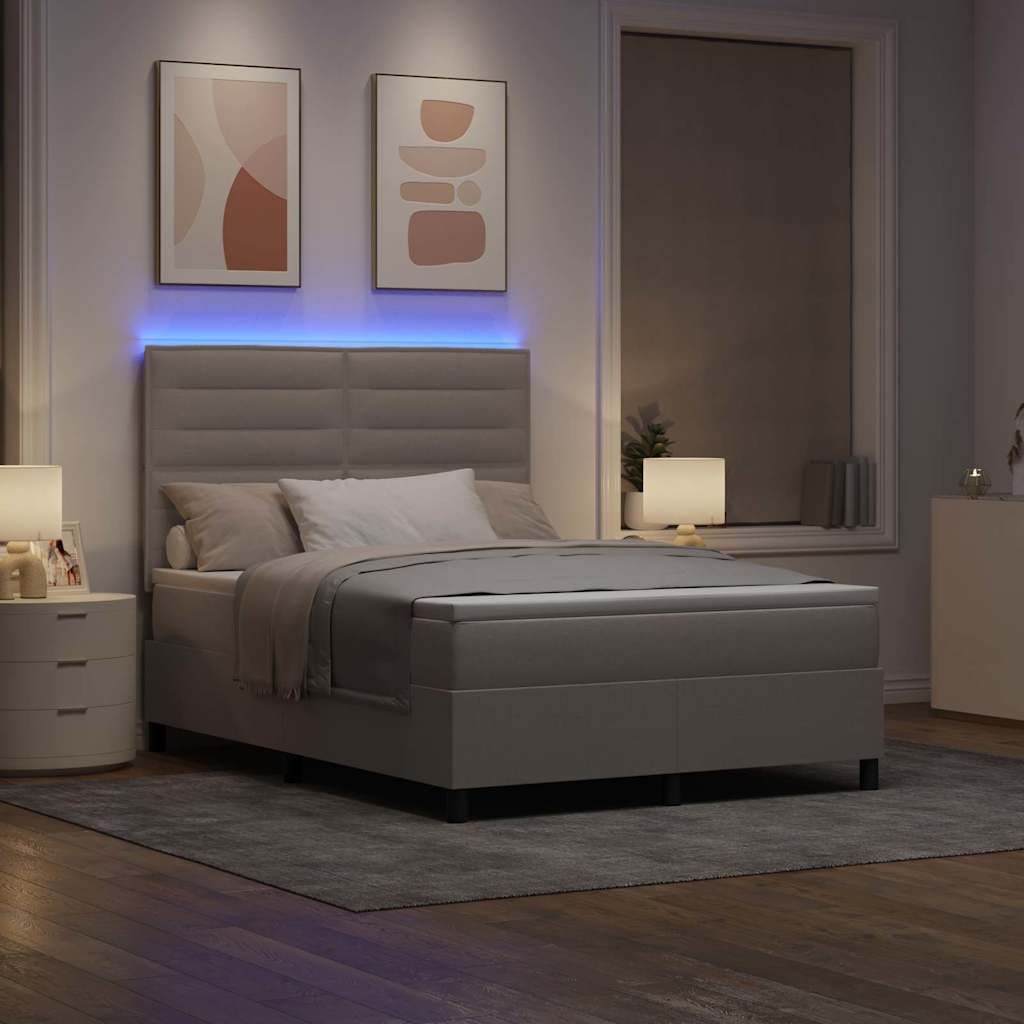 Boxrugós ágy matracmal leddel Tópszínű 140 x 190 cm szövet