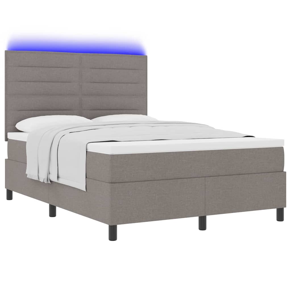 Boxrugós ágy matracmal leddel Tópszínű 140 x 190 cm szövet