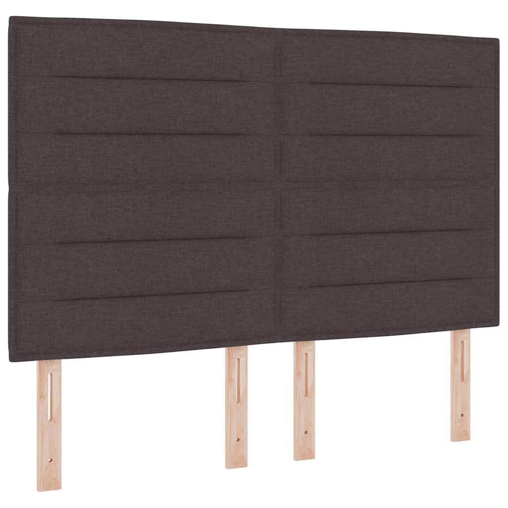 Boxrugós ágy matracmal leddel sötétbarna 140 x 200 cm szövet