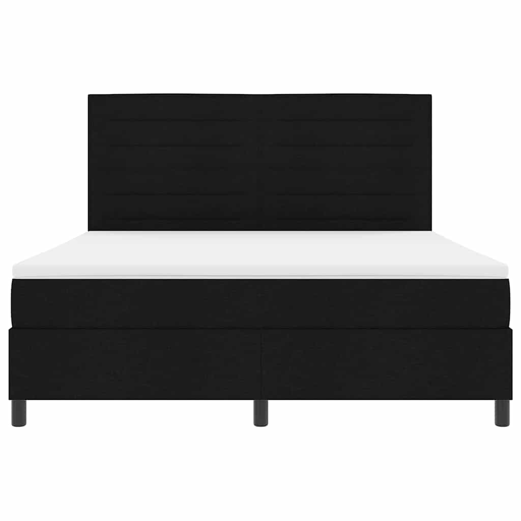 Boxrugós ágy matracmal leddel Fekete 180 x 200 cm szövet