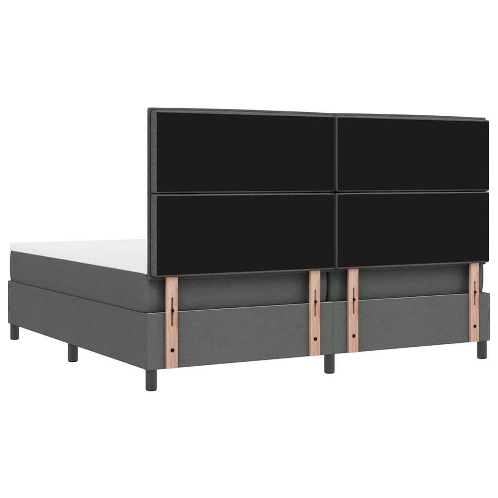 Boxrugós ágy matracmal leddel Sötétszürke 200 x 200 cm szövet