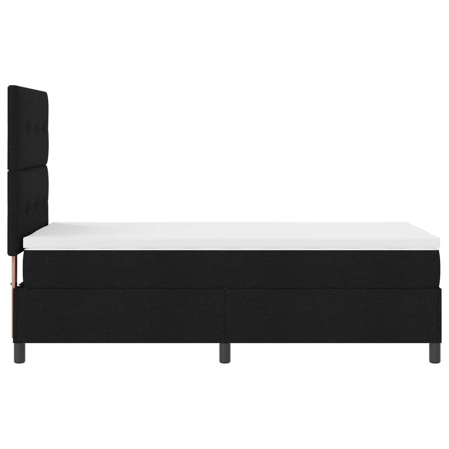 Boxrugós ágy LED szalagokkal Fekete 80 x 200 cm szövet