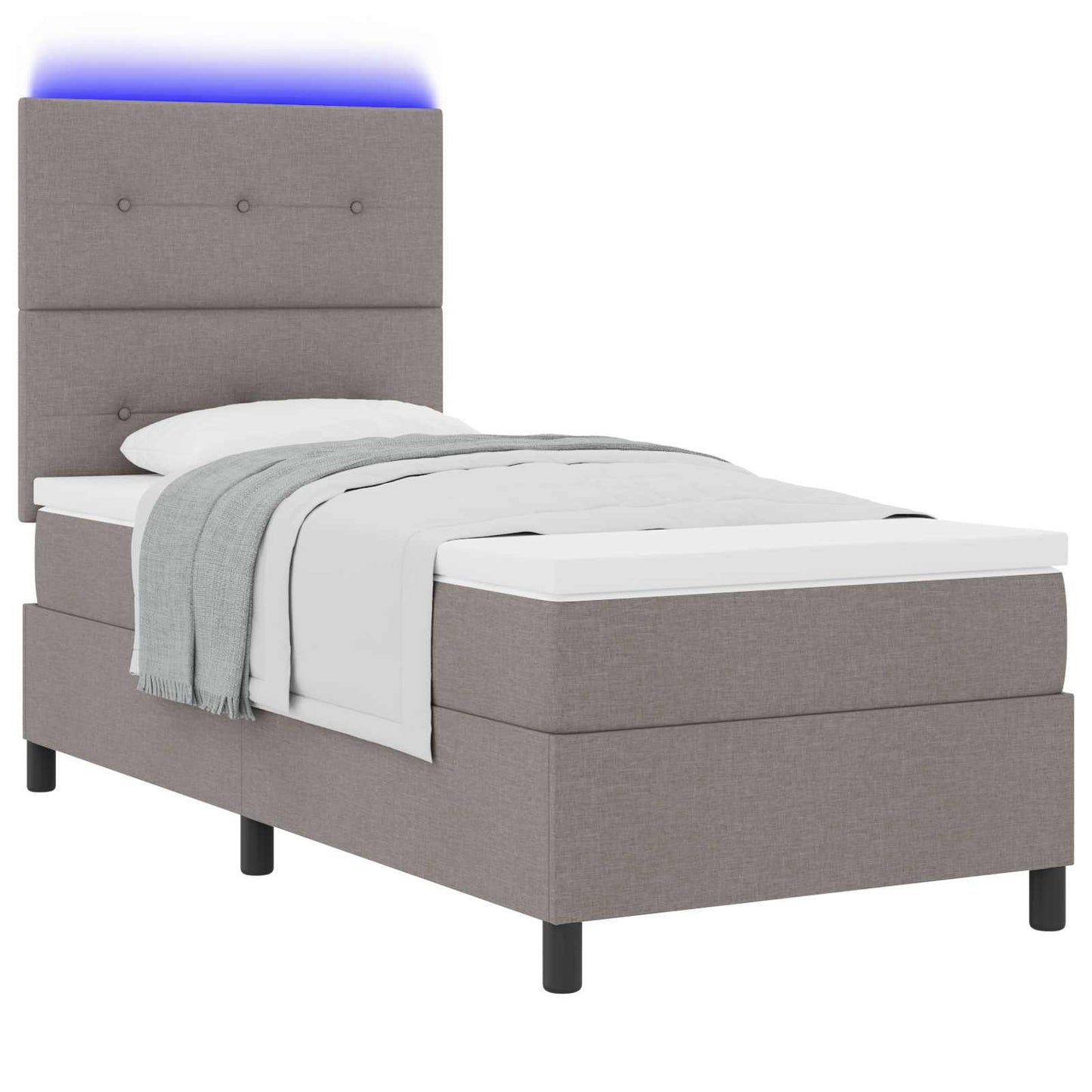 Boxrugós ágy matracmal leddel Tópszínű 80 x 200 cm szövet