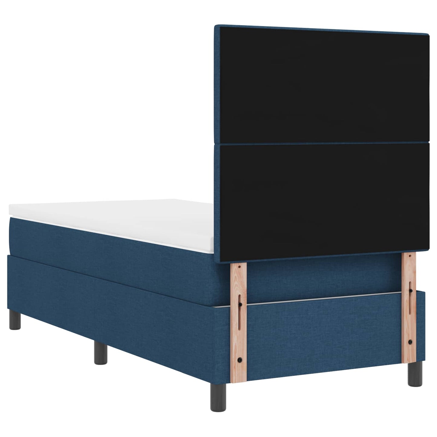 Boxrugós ágy LED szalagokkal fejtámlával Kék 90 x 190 cm szövet