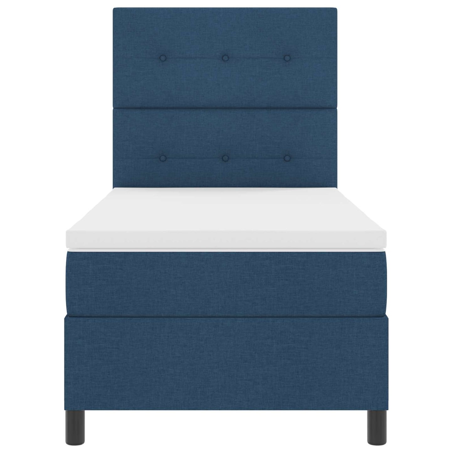 Boxrugós ágy LED szalagokkal fejtámlával Kék 90 x 190 cm szövet
