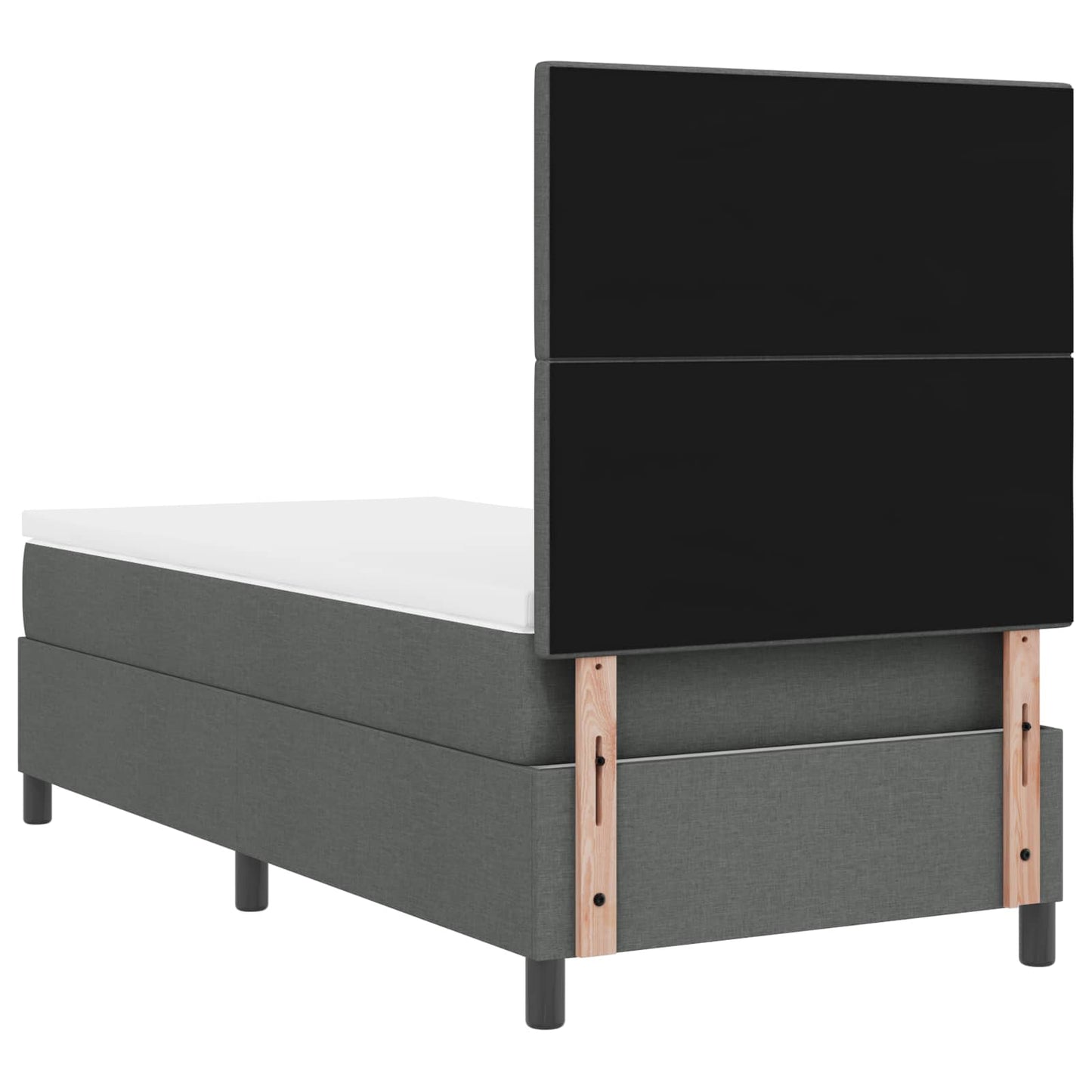 Boxrugós ágy LED szalagokkal Sötétszürke 90 x 200 cm szövet