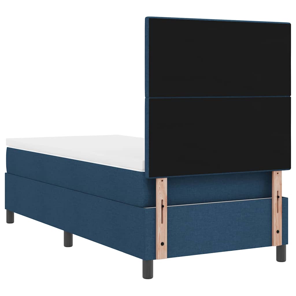 Boxrugós ágy LED szalagokkal fejtámlával Kék 90 x 200 cm szövet
