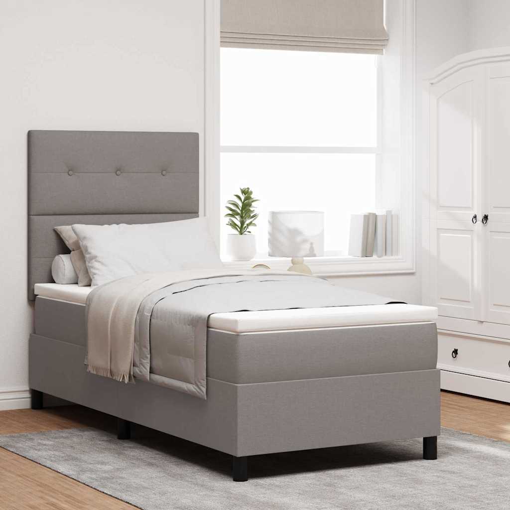 Boxrugós ágy LED szalagokkal Tópszínű 100 x 200 cm szövet