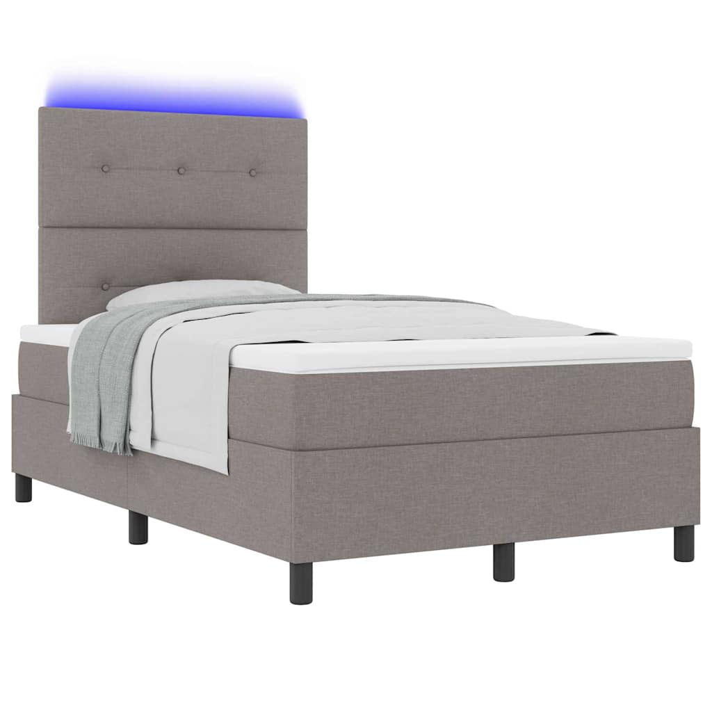 Boxrugós ágy LED szalagokkal Tópszínű 120 x 200 cm szövet