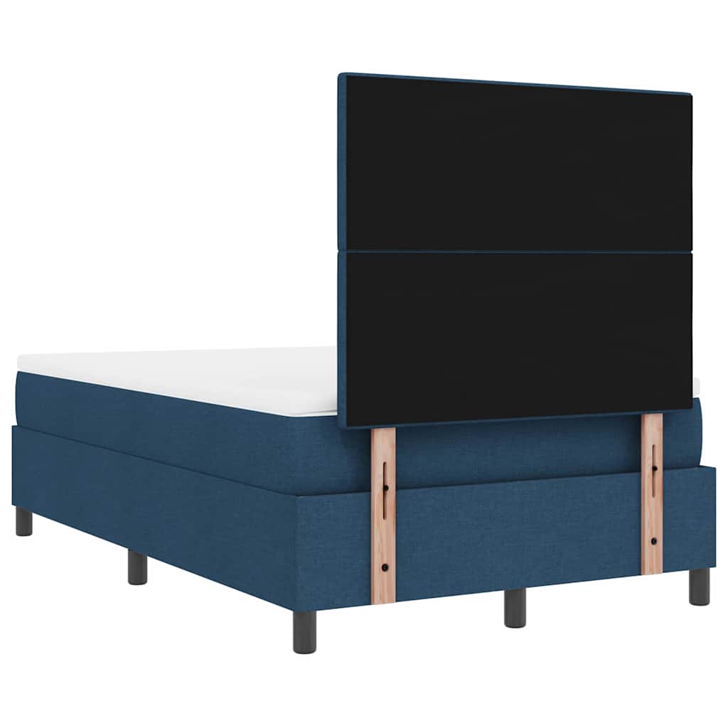Boxrugós ágy LED szalagokkal Kék 120 x 200 cm szövet