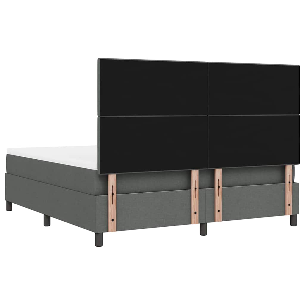 Boxrugós ágy LED szalagokkal Sötétszürke 180 x 200 cm szövet