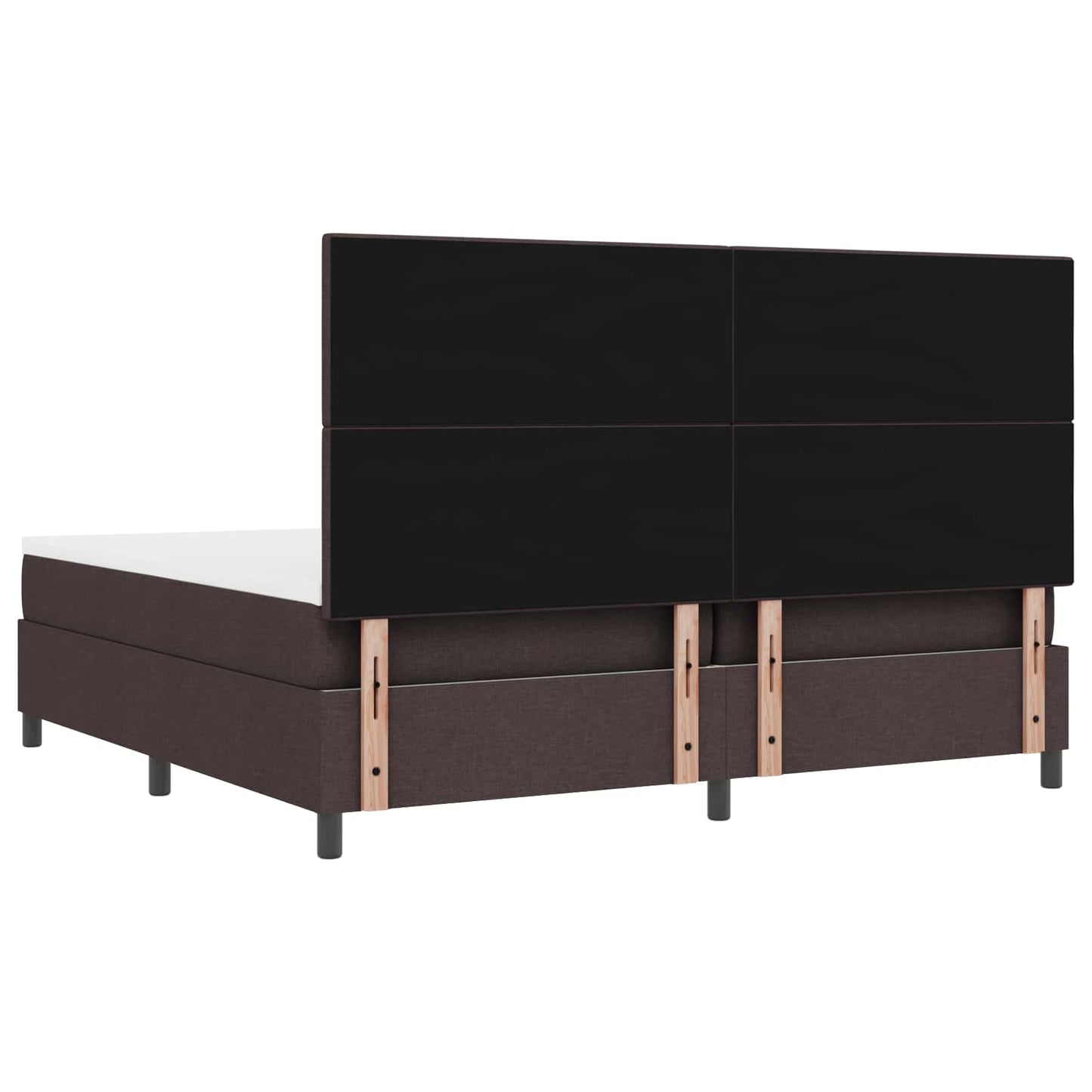 Boxrugós ágy LED szalagokkal sötétbarna 200 x 200 cm szövet
