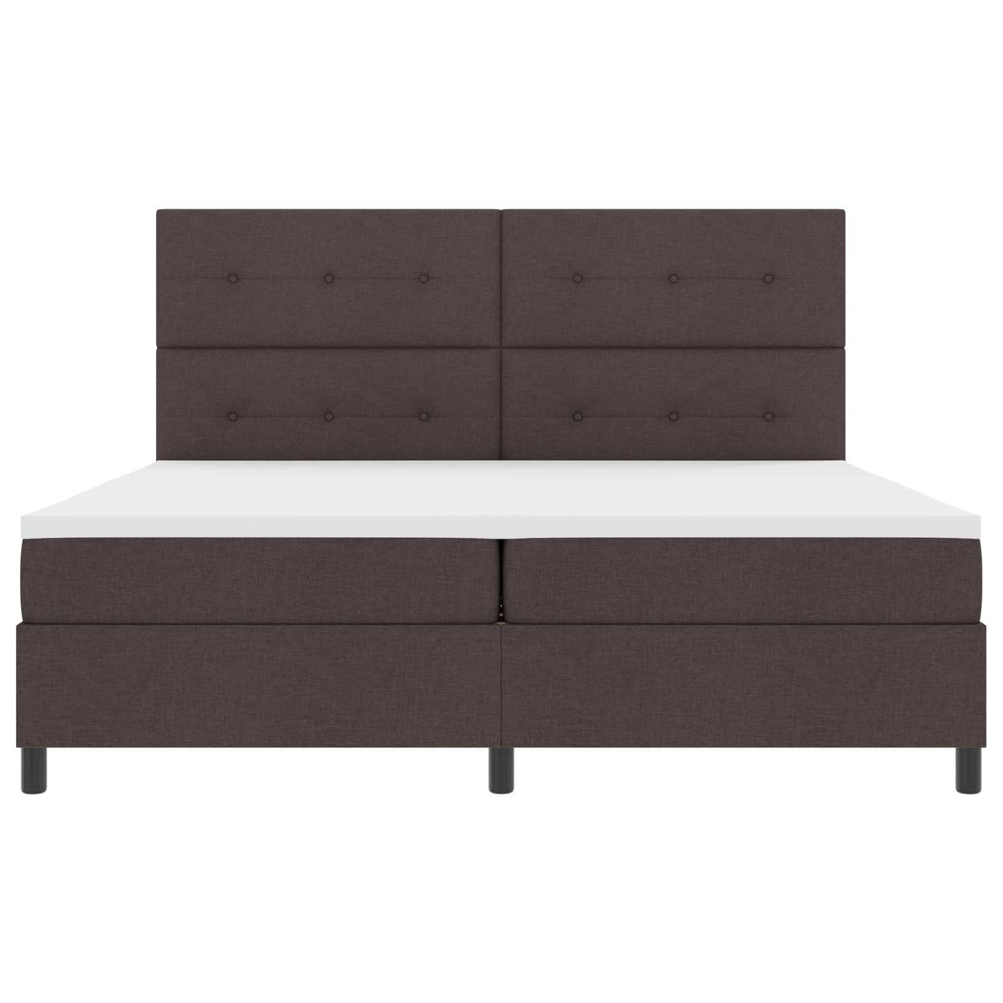 Boxrugós ágy LED szalagokkal sötétbarna 200 x 200 cm szövet