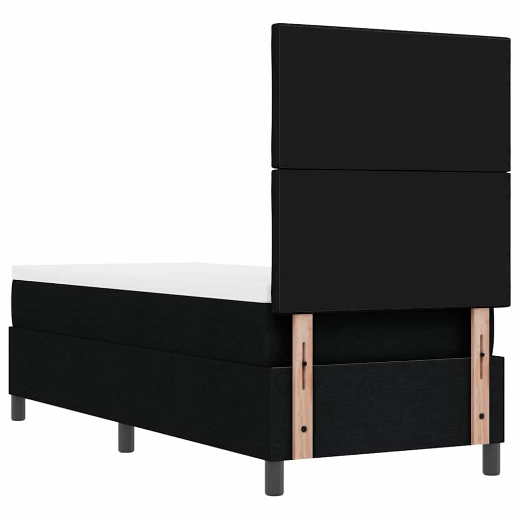 Boxrugós ágy LED szalagokkal Fekete 80 x 200 cm szövet