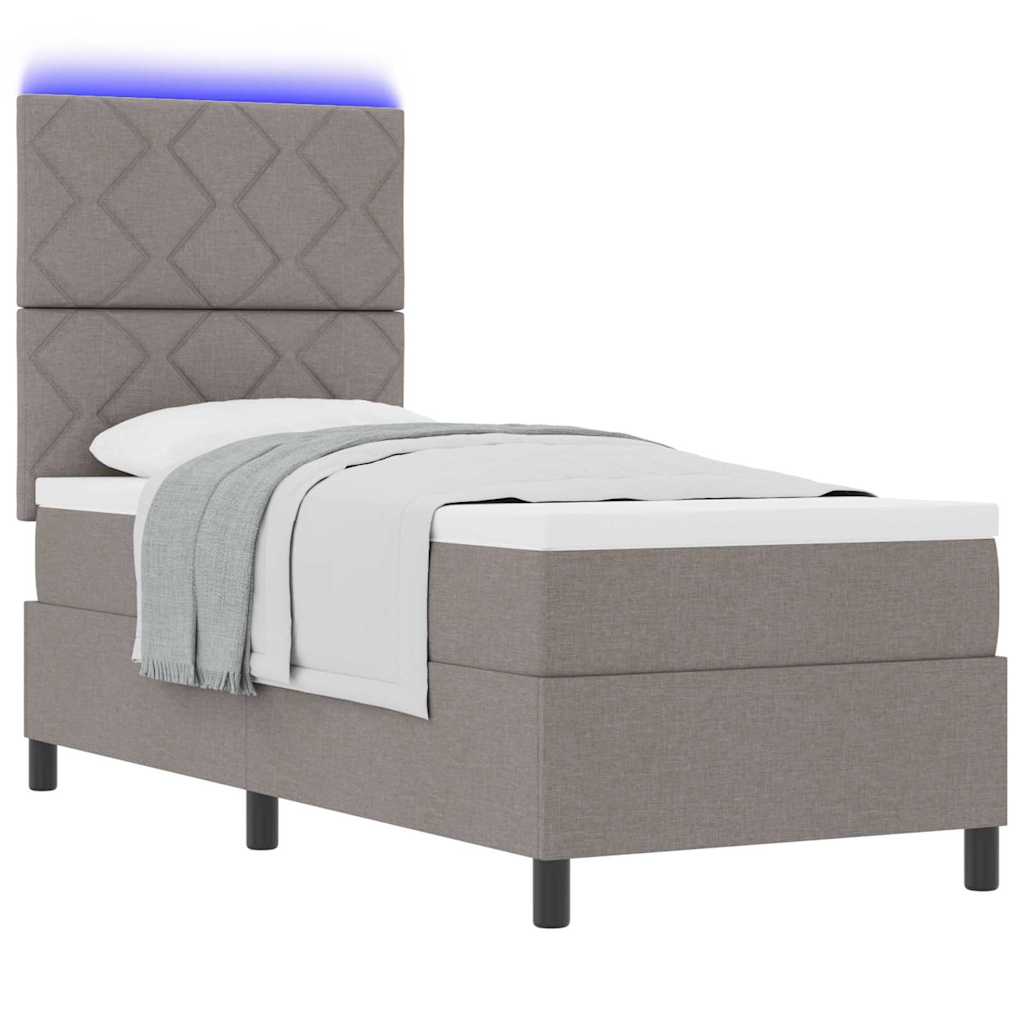 Boxrugós ágy matracmal leddel Tópszínű 80 x 200 cm szövet