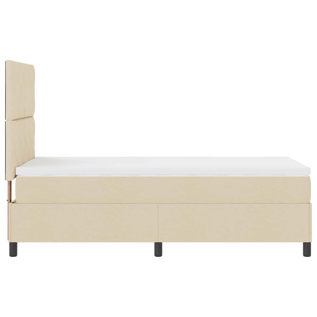 Boxrugós ágy LED szalagokkal Krém 90 x 190 cm szövet