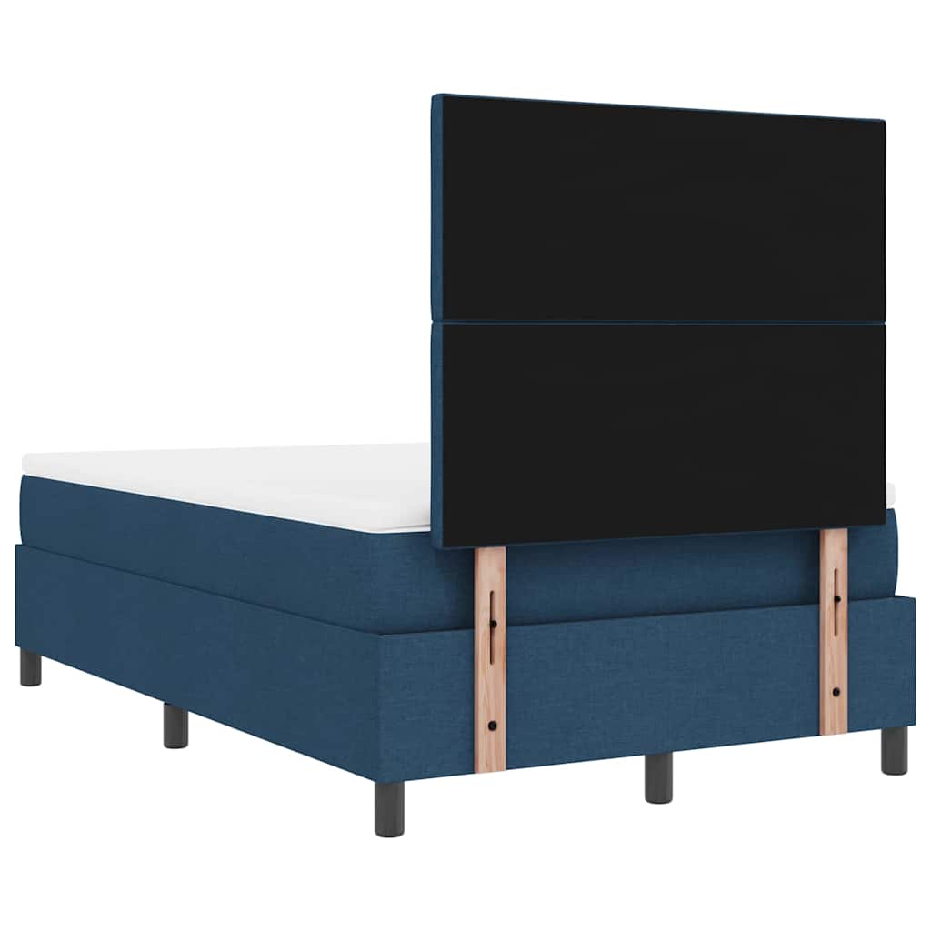 Boxrugós ágy LED szalagokkal Kék 120 x 200 cm szövet