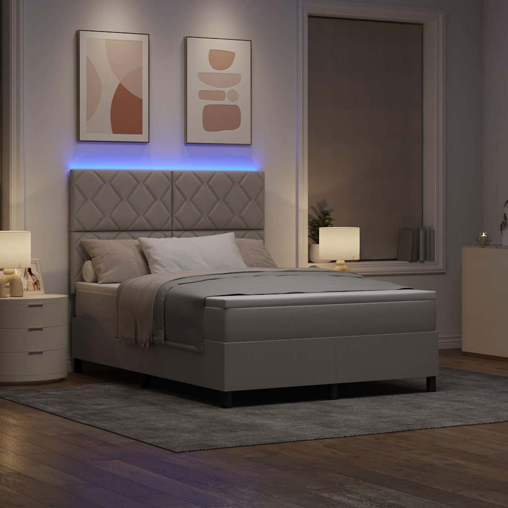 Boxrugós ágy LED szalagokkal Tópszínű 140 x 190 cm szövet