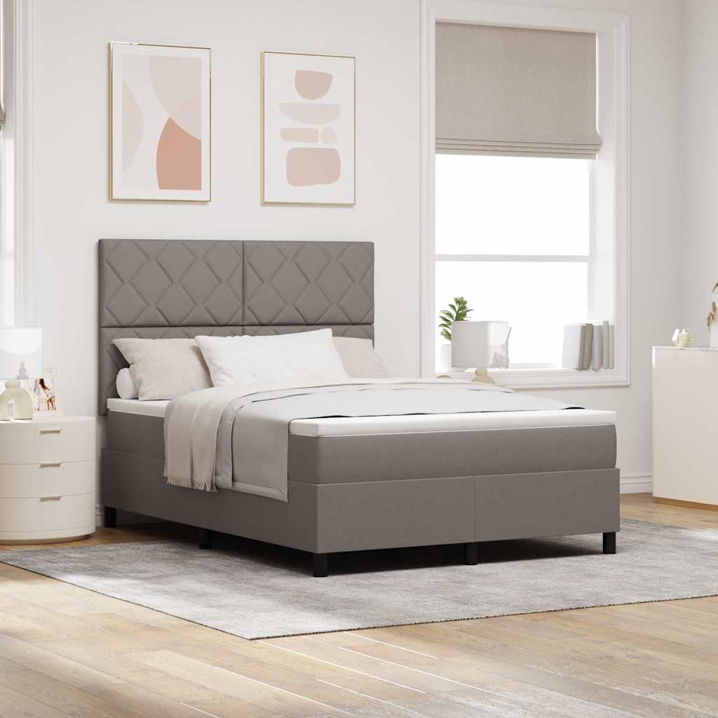 Boxrugós ágy LED szalagokkal Tópszínű 140 x 190 cm szövet