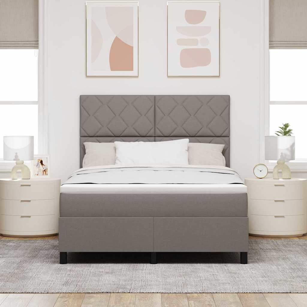 Boxrugós ágy LED szalagokkal Tópszínű 140 x 190 cm szövet