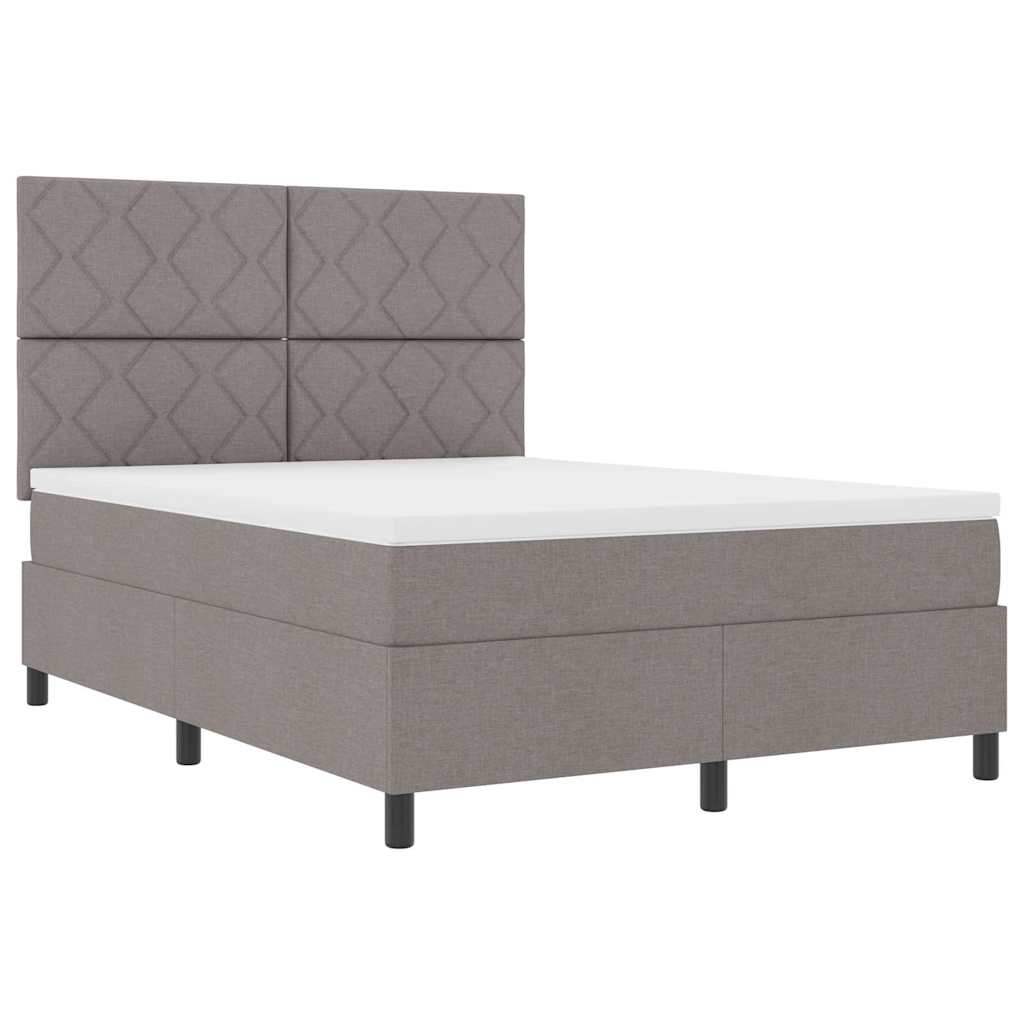 Boxrugós ágy LED szalagokkal Tópszínű 140 x 190 cm szövet