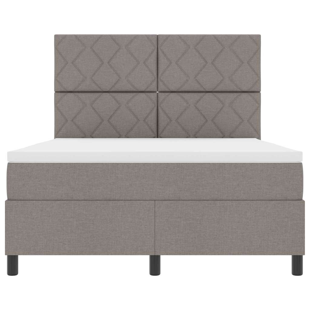 Boxrugós ágy LED szalagokkal Tópszínű 140 x 190 cm szövet