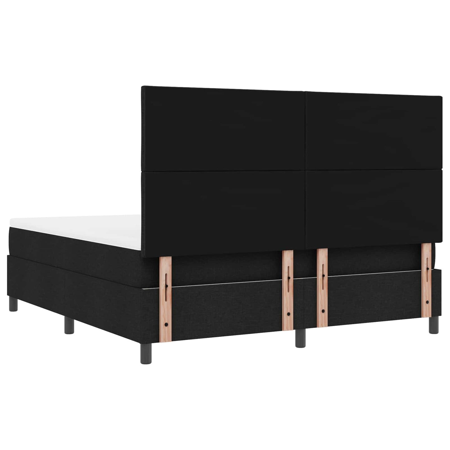 Boxrugós ágy LED szalagokkal Fekete 180 x 200 cm szövet