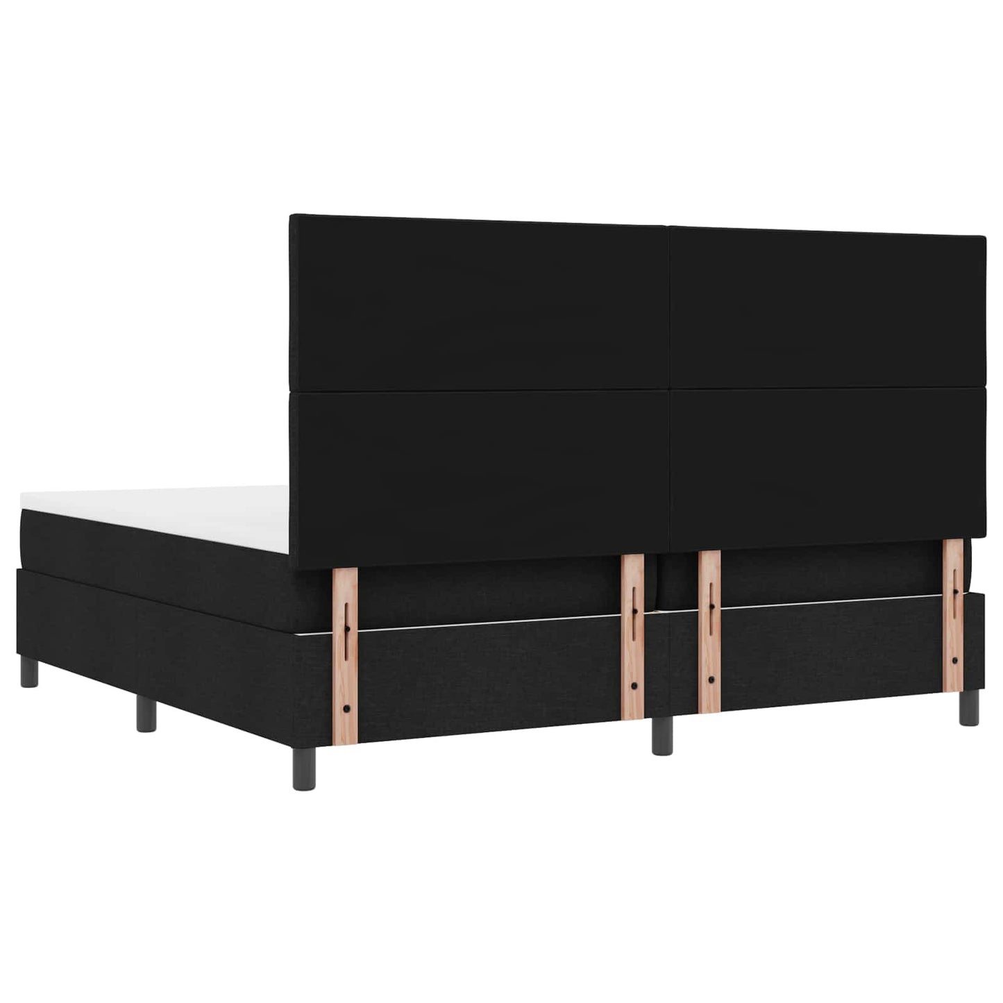 Boxrugós ágy matracmal leddel Fekete 200 x 200 cm szövet
