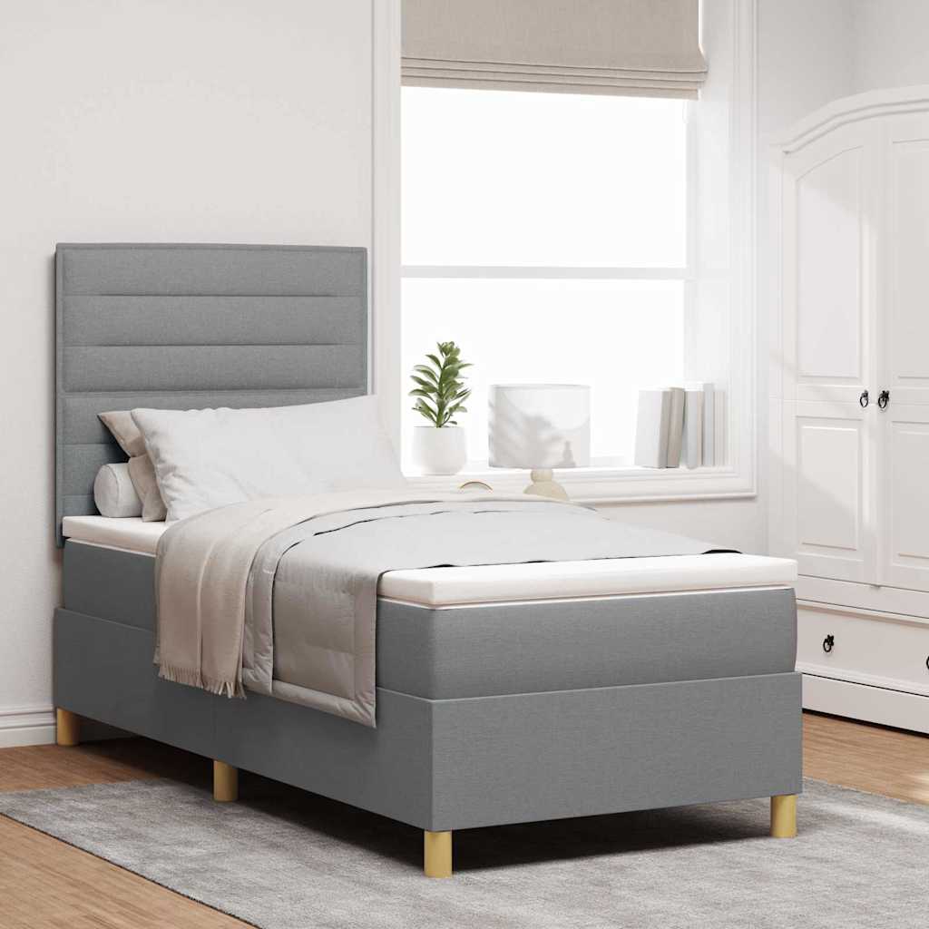 LED Box Spring Ágy matracmal Világosszürke 80 x 200 cm szövet