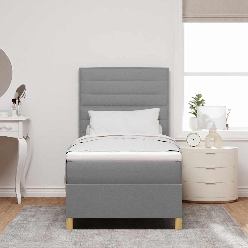 LED Box Spring Ágy matracmal Világosszürke 80 x 200 cm szövet
