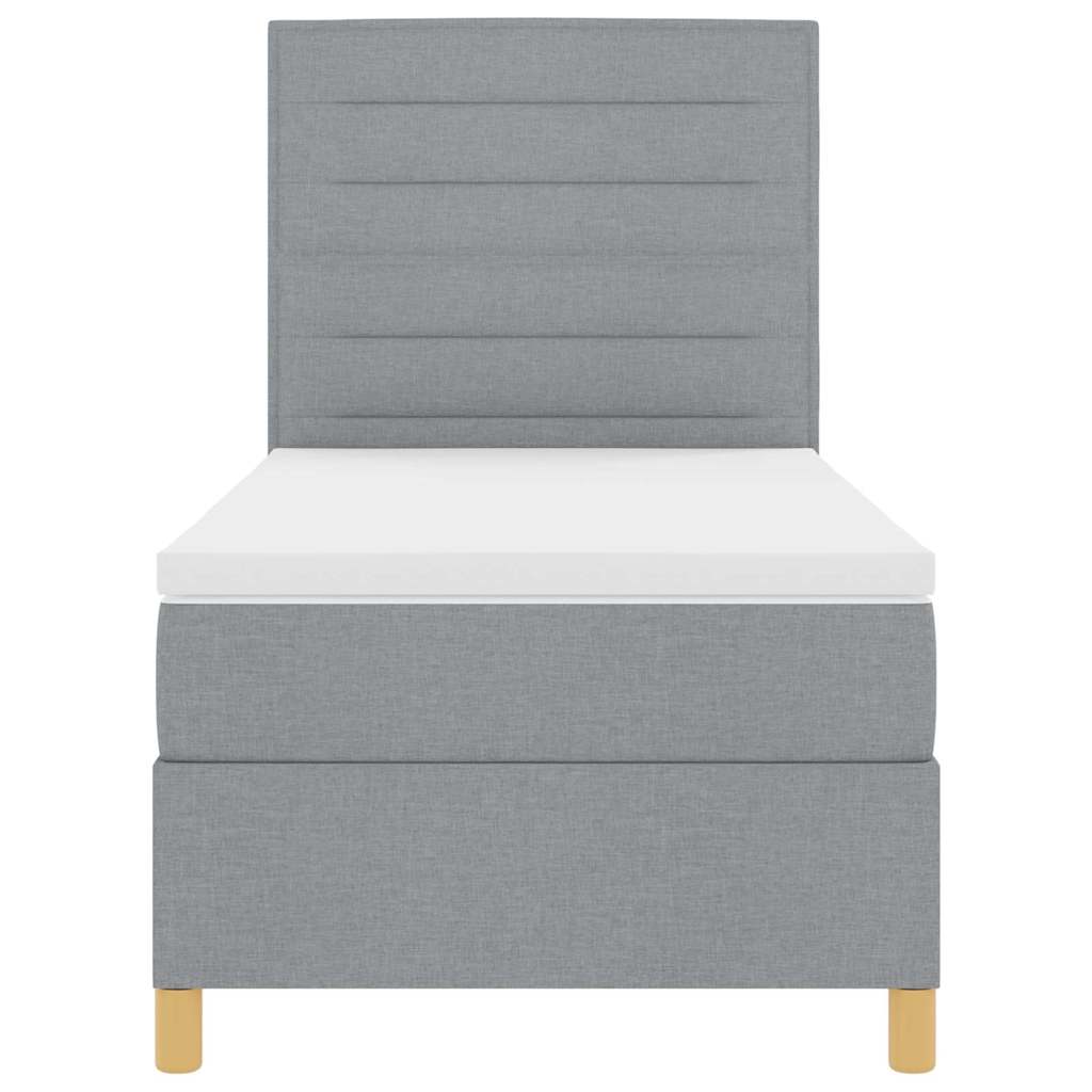 LED Box Spring Ágy matracmal Világosszürke 80 x 200 cm szövet