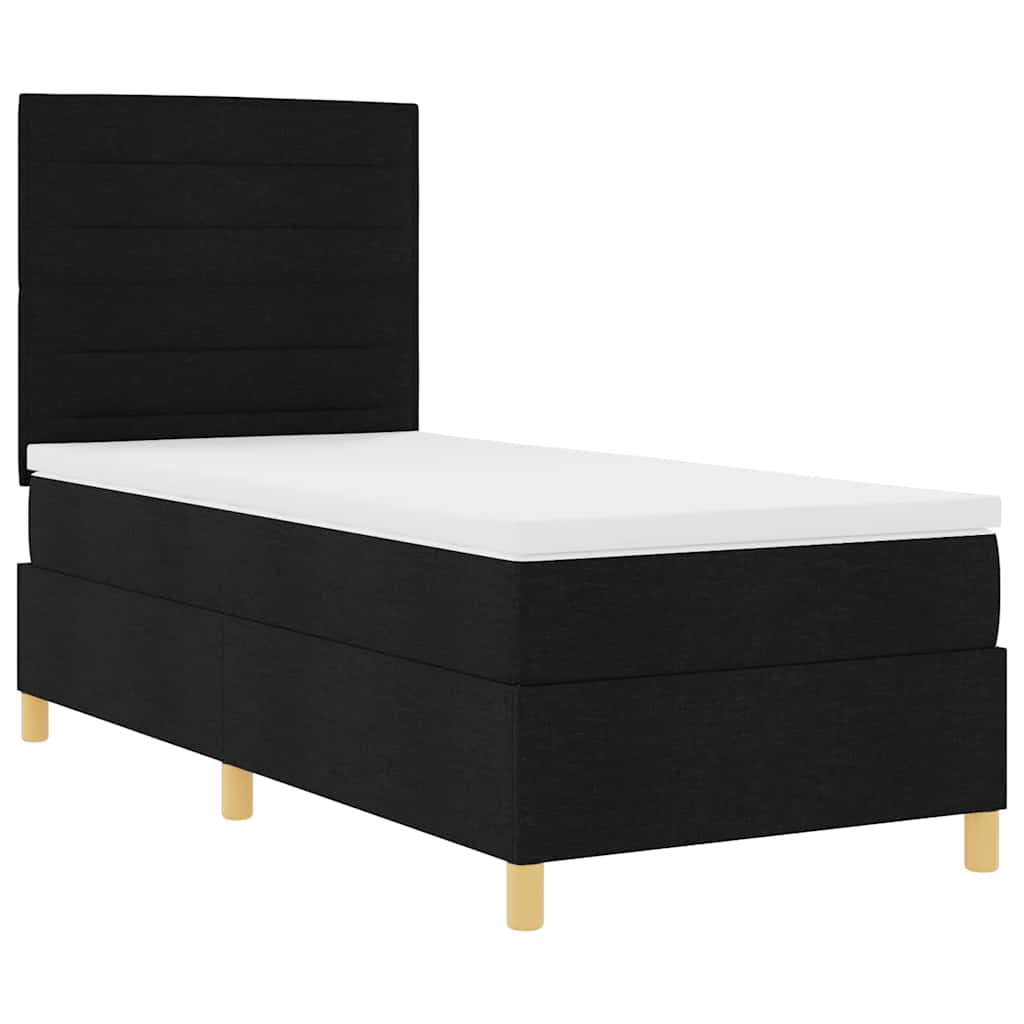 LED Box Spring Ágy matracmal Fekete 80 x 200 cm szövet
