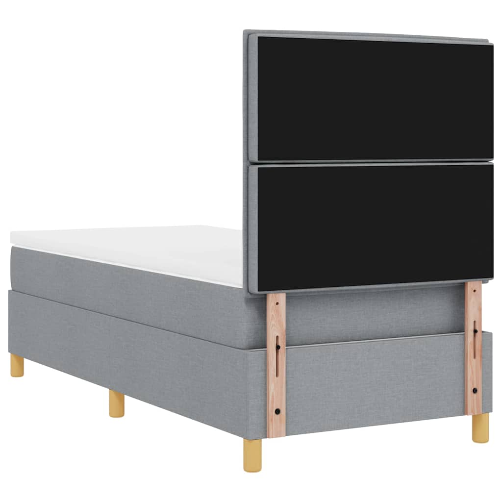 LED Box Spring Ágy matracmal Világosszürke 100 x 200 cm szövet