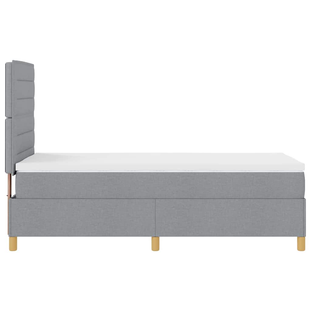 LED Box Spring Ágy matracmal Világosszürke 100 x 200 cm szövet